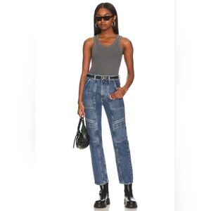 Agolde Cooper Cargo Utility Regulation Organic Cotton Blue Denim Jeans, Size 25